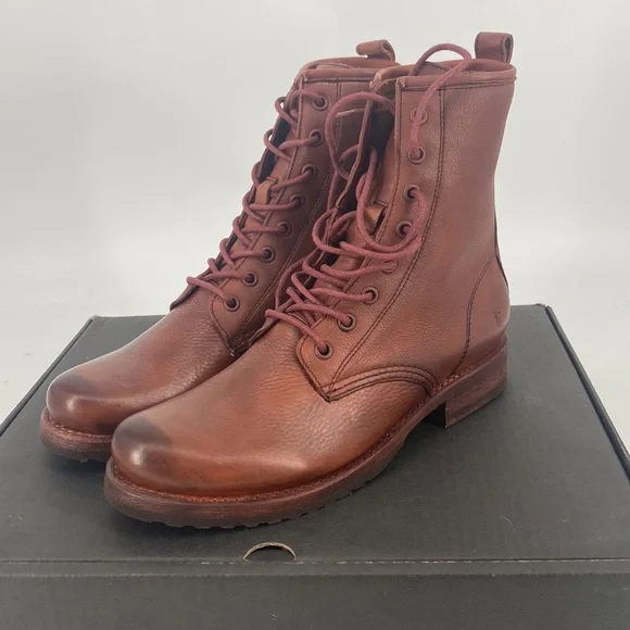 Frye Cherry Brown Ankle Booties Classic Design Smooth Leather - Picture 2 of 9